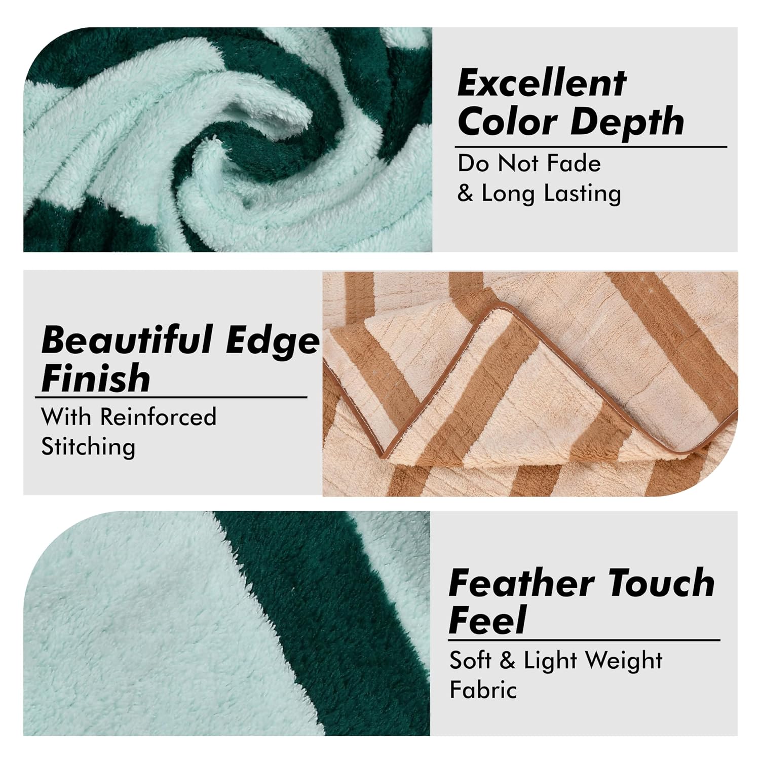 Urbanleaf Microfiber Large Bath Towel 700 Gsm | Quick Dry Super Absorbent Bath Towel For Men & Women (Brown & Green Stripe) - Pack Of 2