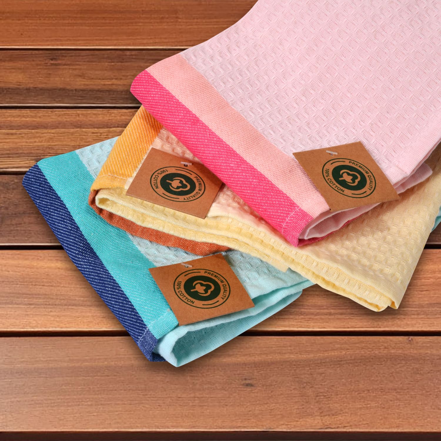 Suntails Cosmic Turkish Cotton Hand Towel 175 Gsm | Quick-Dry, Lightweight Towel With Striped Design & Fringe (Deflt Blue)- Pack Of 6