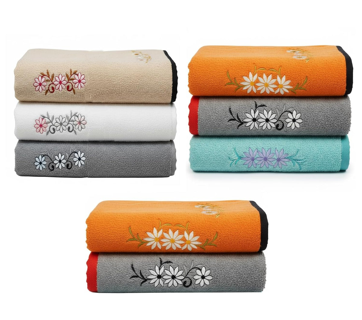 Ivaza Bamboo Face Towel 1200 Gsm | Embroidery Boutique Ultra-Soft & Highly Absorbent Reusable Bamboo Fiber Cloths (Multicolor) - 8 Pcs