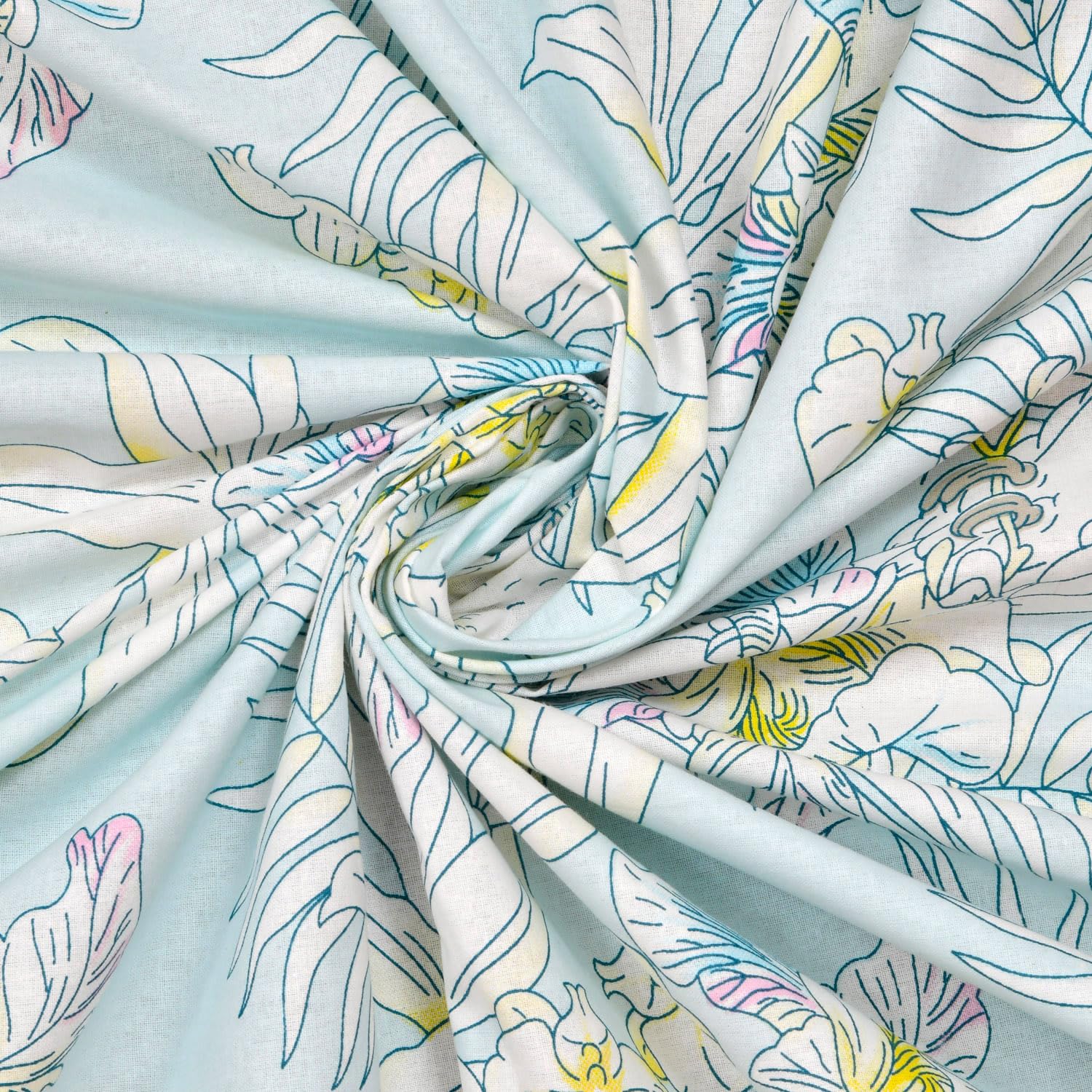 Bedsheet King Size 100% Pure Cotton Floral Sheet With 2 Pillow Covers | 108 X 108 Inches, Sky Blue & Yellow | Perfect For Gifting On Weddings, Housewarmings, Or Anniversaries