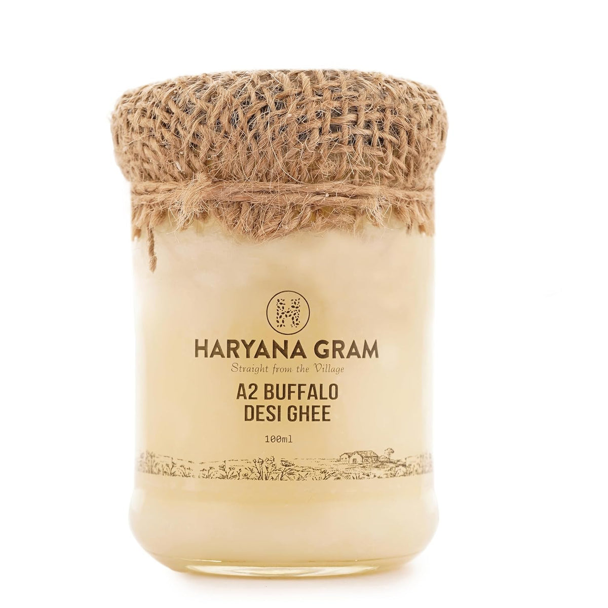 Pure A2 Buffalo Desi Ghee By Haryana Gram | Rich In Vitamin A, D & Minerals Healthy Desi Ghee Good For Bones Health | (100ml) 3.3 Ounce | Jar Pack