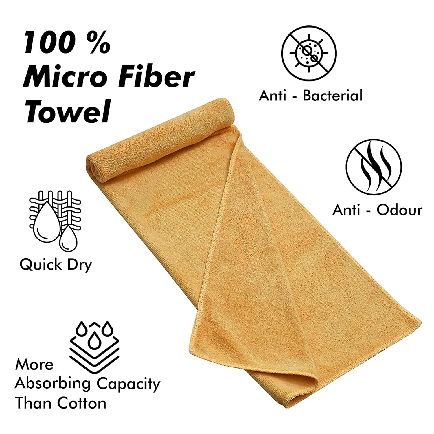Yellow Weaves Super Soft Microfiber Hand Towels 400 Gsm | Gym & Workout Towels Set Of 3 (Multicolour)