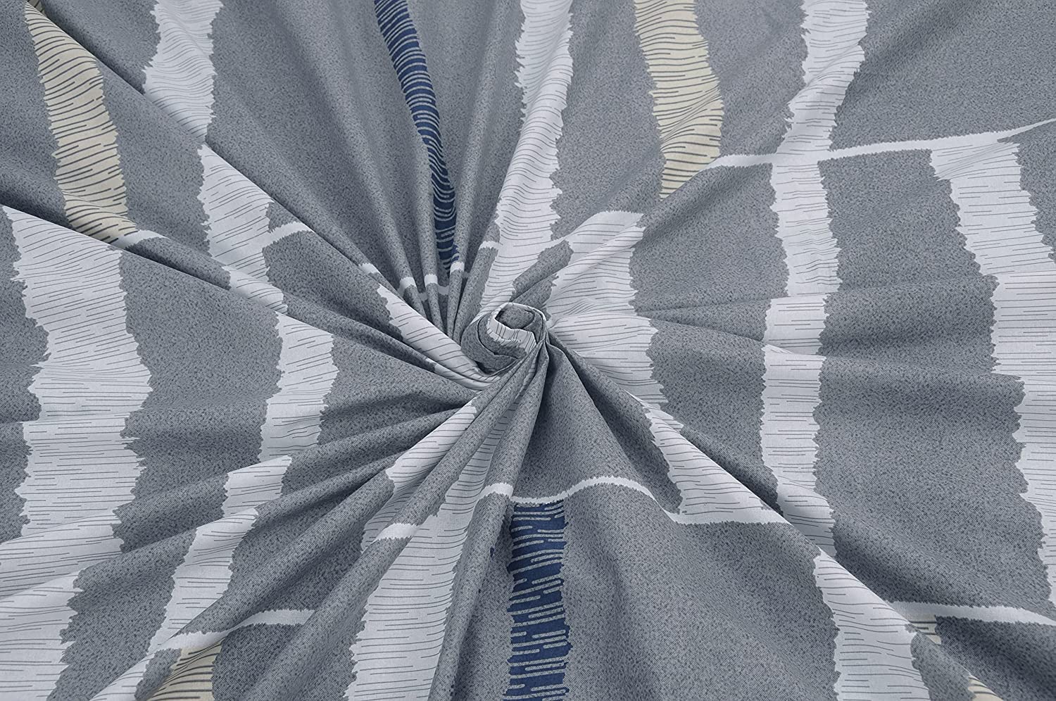 King Size Bedsheet With 2 Pillow Covers - 110 X 108 Inches, Grey & Blue | Ideal For House, Guest House, Hotel | Soft & Comfortable Sleep Experience
