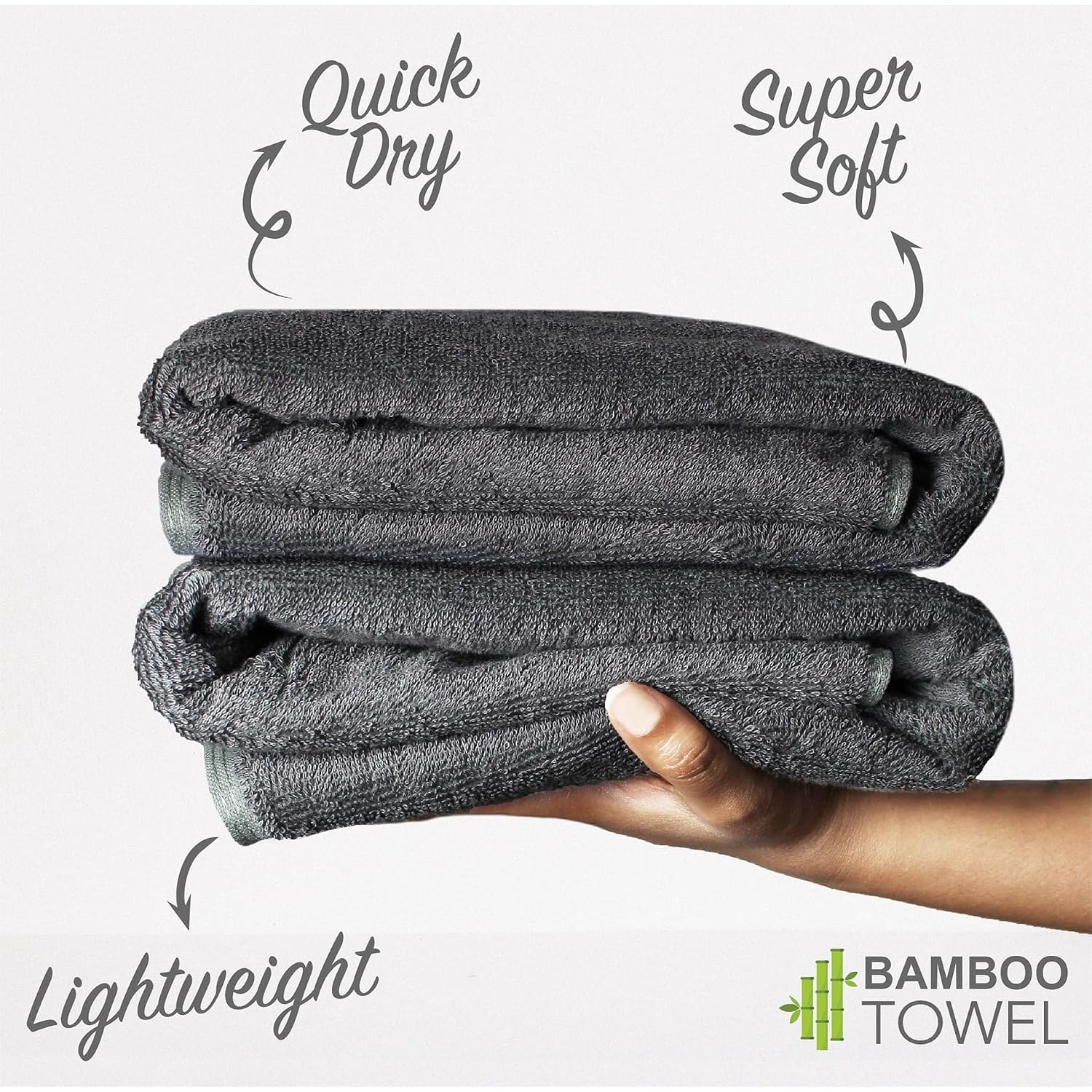 Heelium Bamboo Bath Towel | Lightweight & Quick Drying | Ultra Absorbent Towel 400 Gsm | Pack Of 1 - Grey