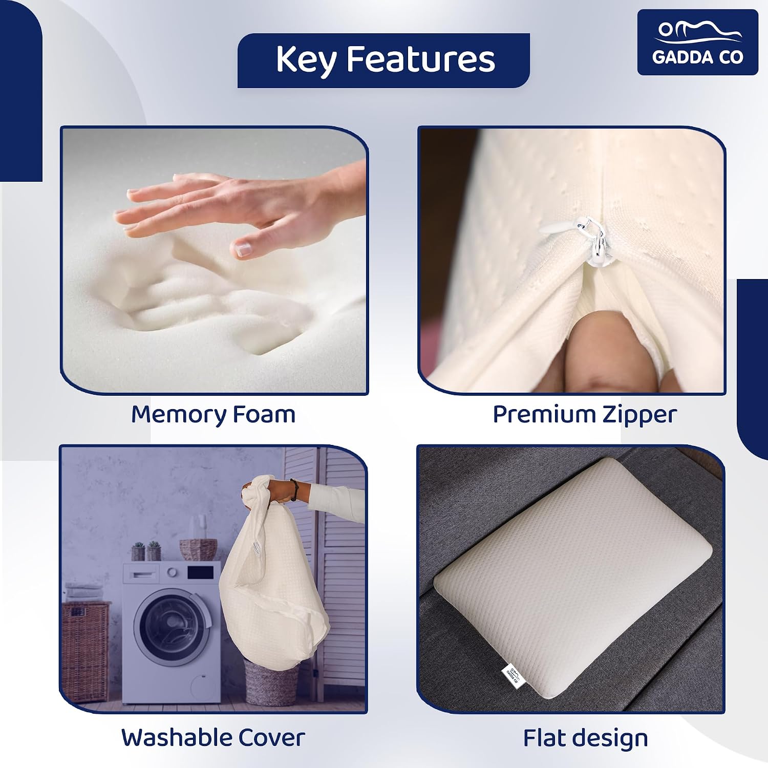 Orthopedic Memory Foam Pillow For Neck Pain Relief, White - 25 X 16 X 4 Inch | Shoulder Pain Relief | Ideal For Comfortable Sleep, Ergonomic Support | Removable Zippered Jacquard Cover