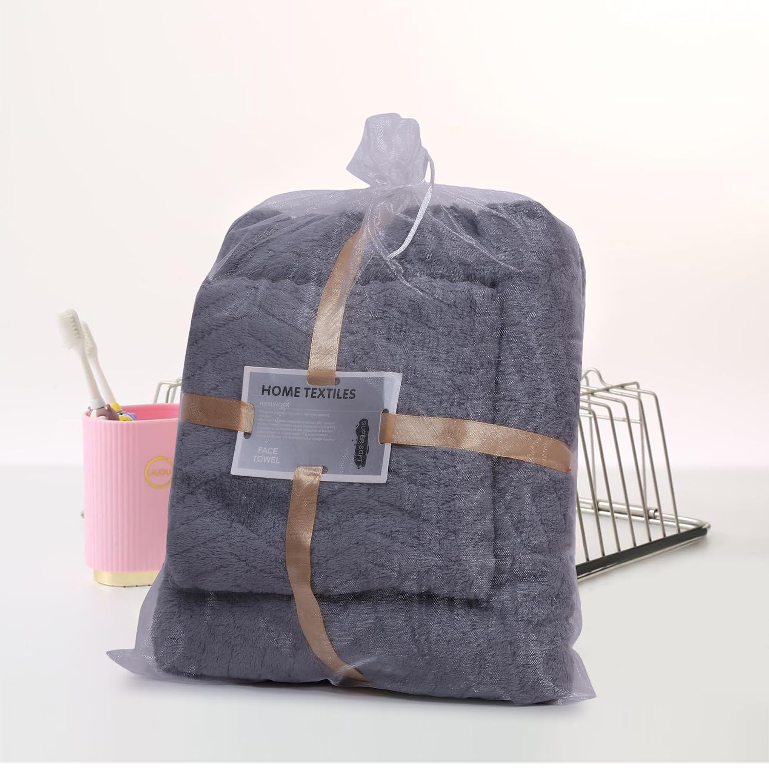 Homecloud Ultra Soft 1 Bath + 1 Face Towel 700 Gsm | 3x Softer Than Cotton Towels Highly Absorbent & Ultra Fast Dry Towel | Set Of 2 (Dark Grey)