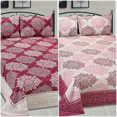 Double Bedsheet With 2 Pillow Cover - Size 90 X 100 Inches, Red | Designer Printed Bedsheet Set - Naturally Soft, Breathable, & Skin Friendly