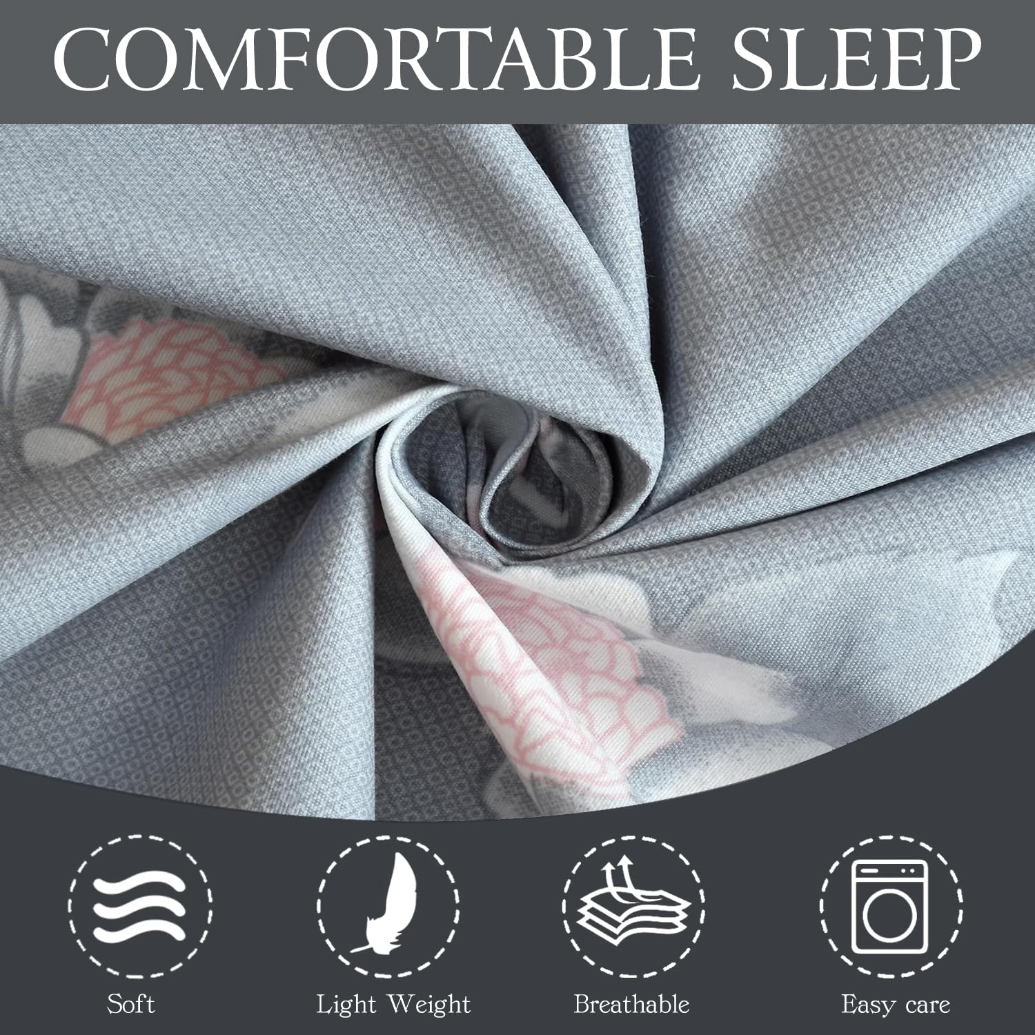 Microfiber Single Bedsheet Set With 1 Pillow Covers (60 X 90 Inches) Grey & Pink | Durable & Long-Lasting | 144 Thread Count | Wrinkle Free