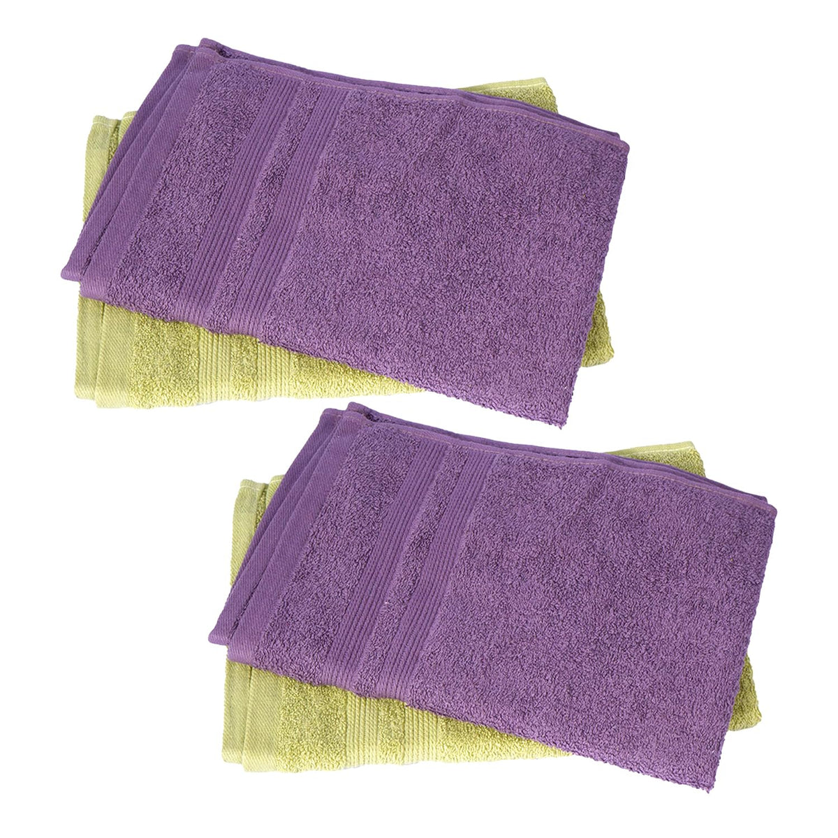 Kuber Industries Cotton Hand Towel 800 Gsm | Super Soft, Quick Absorbent & Anti-Bacterial Gym & Workout Towels - Purple & Green (4 Pieces)