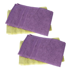 Kuber Industries Cotton Hand Towel 800 Gsm | Super Soft, Quick Absorbent & Anti-Bacterial Gym & Workout Towels - Purple & Green (4 Pieces)