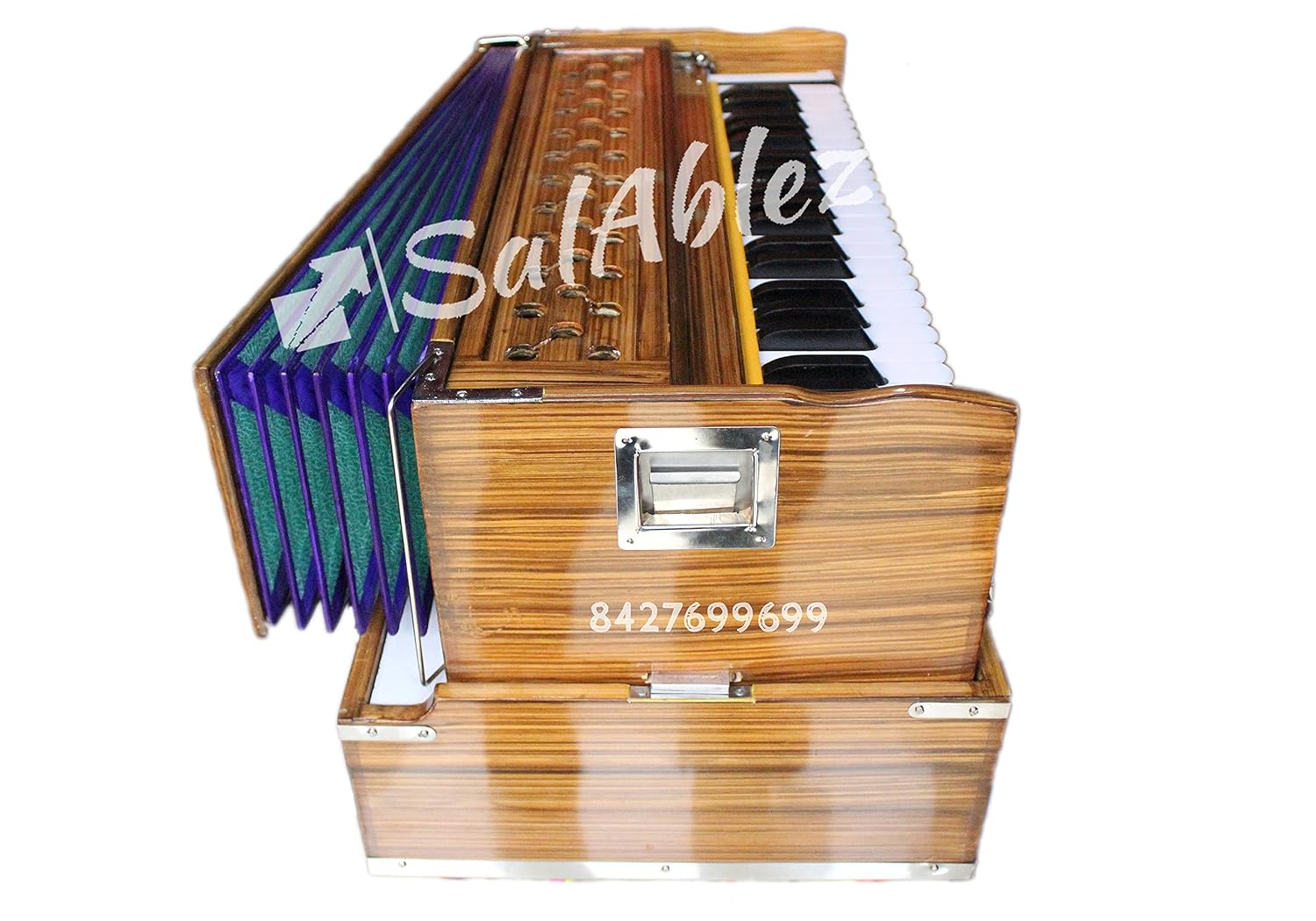 Folding Harmonium With Coupler Free Padded Carry Bag - 7 Bellow, 42 Keys, 3 Reeds (Bass + Male+ Female), 3 1/2 Octaves, Instant Response Keyboard – No Lag Time