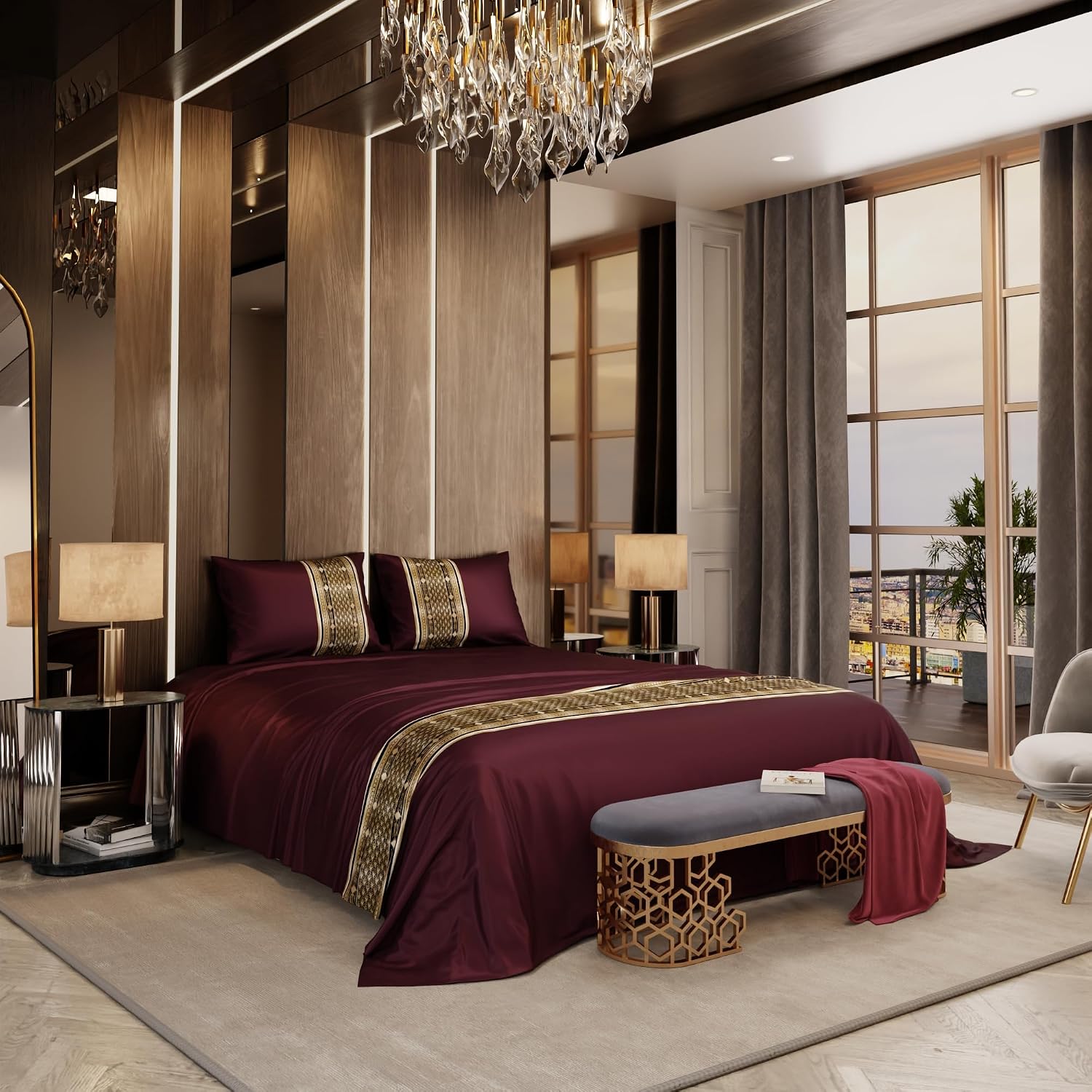 Satin Bedsheet For Double Bed With 2 Pillow Covers - 90 X 100 Inches, Royal Wine | Premium Bedding Set & Wedding Gift For Couples