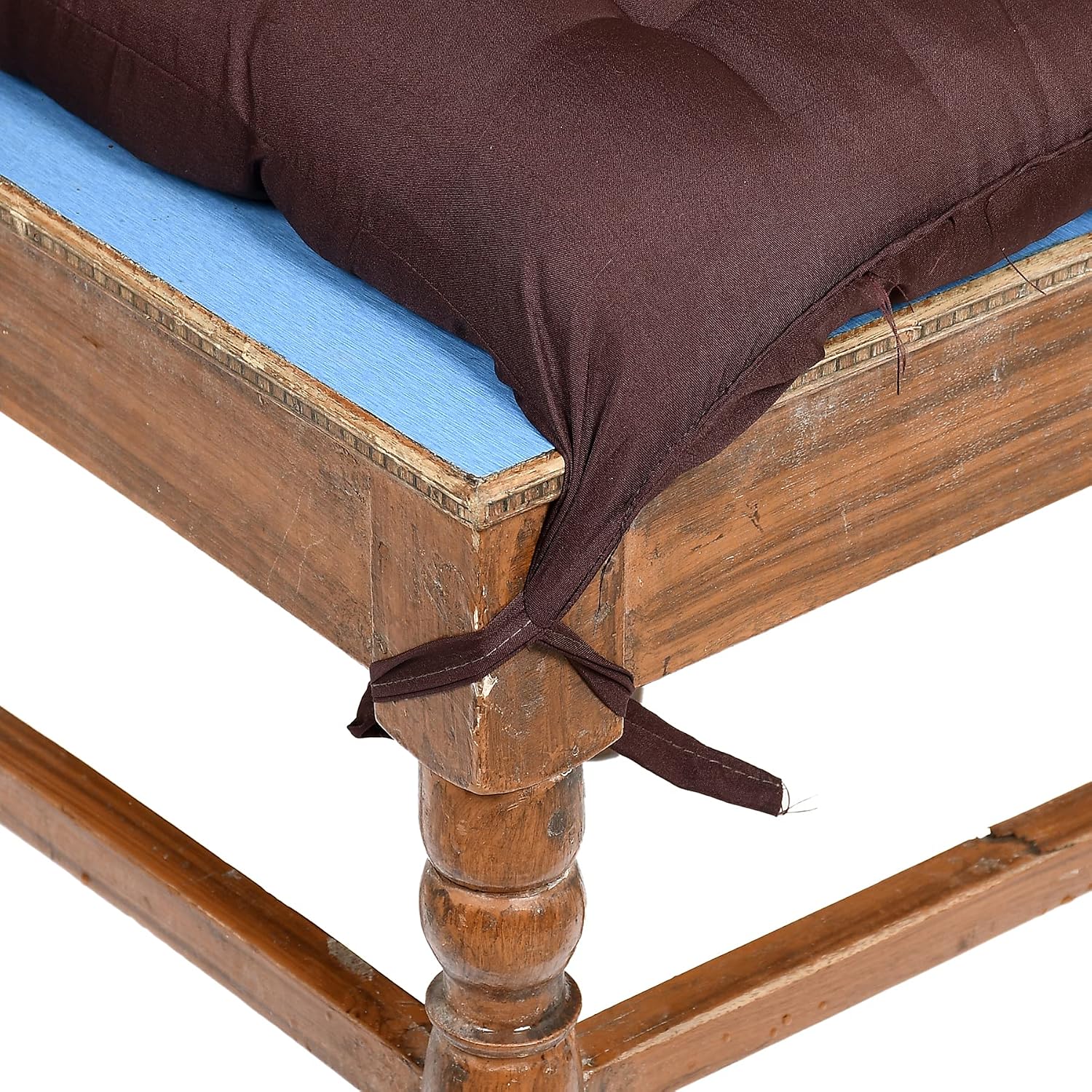 Chair Cushion Pillow, Cotton Chair Pad With Ties, Gaddi Pad For Sitting - Brown Color | Cushion For Chair To Sit | Furniture Cushion, Perfect Fit For Any Chair, Washable - Pack Of 1