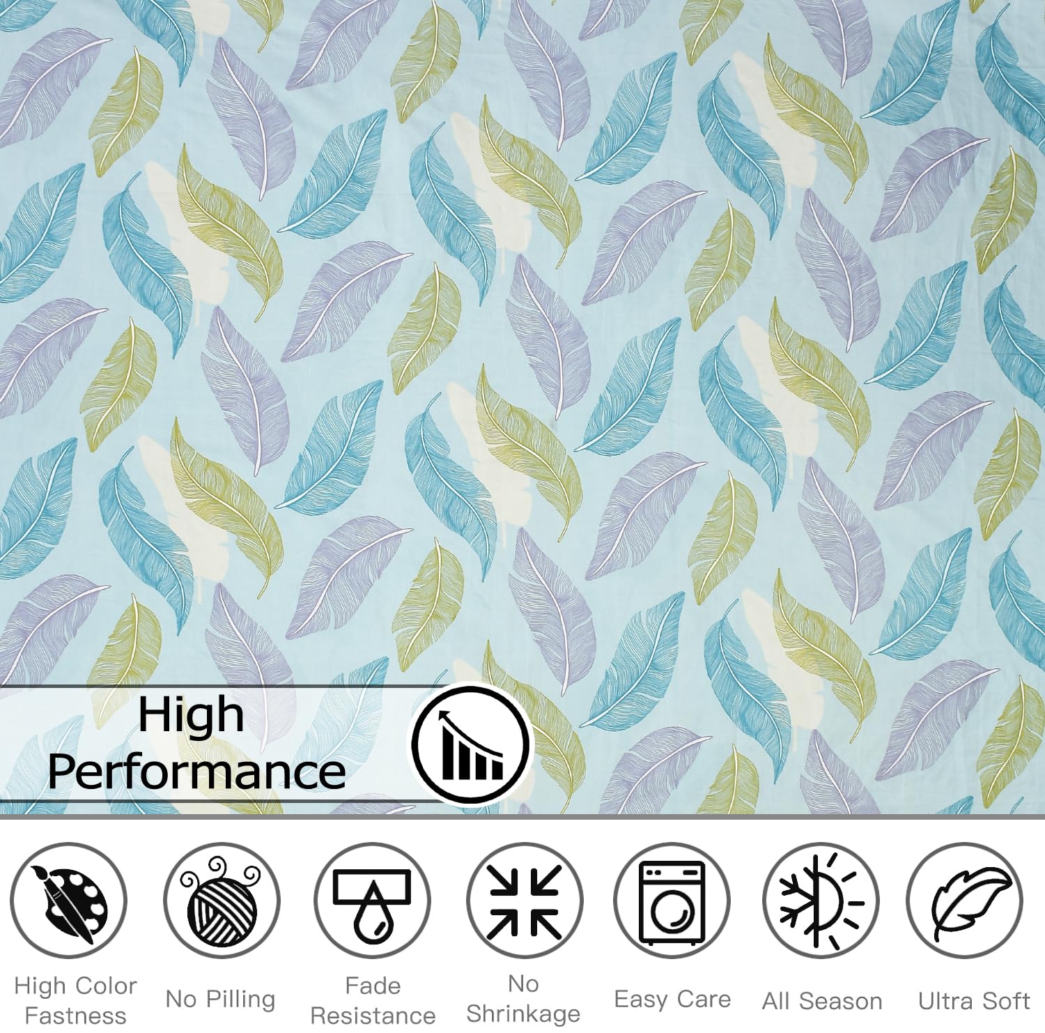 Printed King Size Bedsheet With 2 Pillow Cover - 108 X 108 Inches, Aqua | Double Bed Breathable & Wrinkle Free | All-Season Comfort Bedsheet
