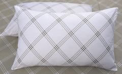 Premium Cotton Bedsheet For Double Bed King Size With 2 Pillow Covers - (108 X 108 Inches) Brandon Beige & White | Ideal For All Season Comfortable Bedsheet