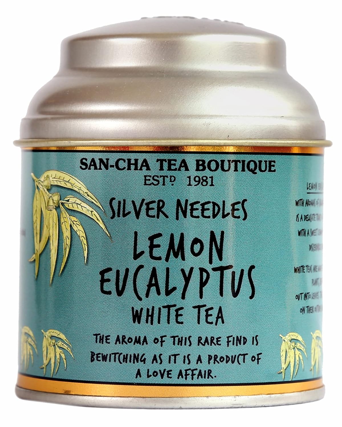 San-Cha Silver Needles Lemon Eucalyptus White Tea - 25gm, 0.8 Ounce | Crisp & Sweet Citrus Notes - Low Caffeine, Richest In Antioxidants