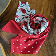 Oak & Lily 100% Cotton Kitchen Napkins Dish Towels 350 Gsm | Premium European Quality Washable, Large Size Kitchen Cloth For Roti, Cleaning, Drying | Red Poppy Print (Set Of 3)