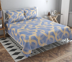 Double Bedsheets With 2 Matching Pillow Covers - 86 X 90 Inches, Grey & Beige | Premium Pure Cotton Bedsheets For Summer Breathable & Wrinkle Free