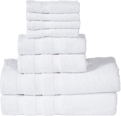 Senses By Riba 2 Bath + 2 Hand + 4 Face Cloths Towel 1.6 Kg (White) - Pack Of 8