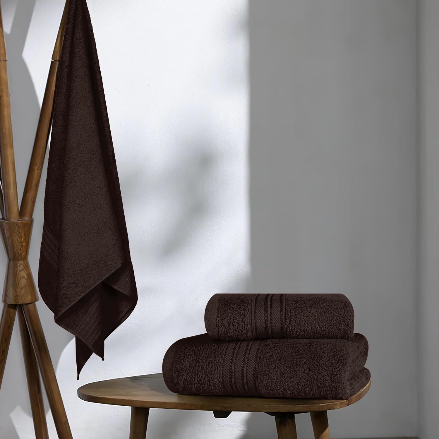 Boutiquo 100% Cotton Bath, Hand & Face Towel 900 Gsm | Eco-Friendly Towels For Men & Women, Ultra Soft & Highly Absorbent - Chocolate Brown (Pack Of 3)