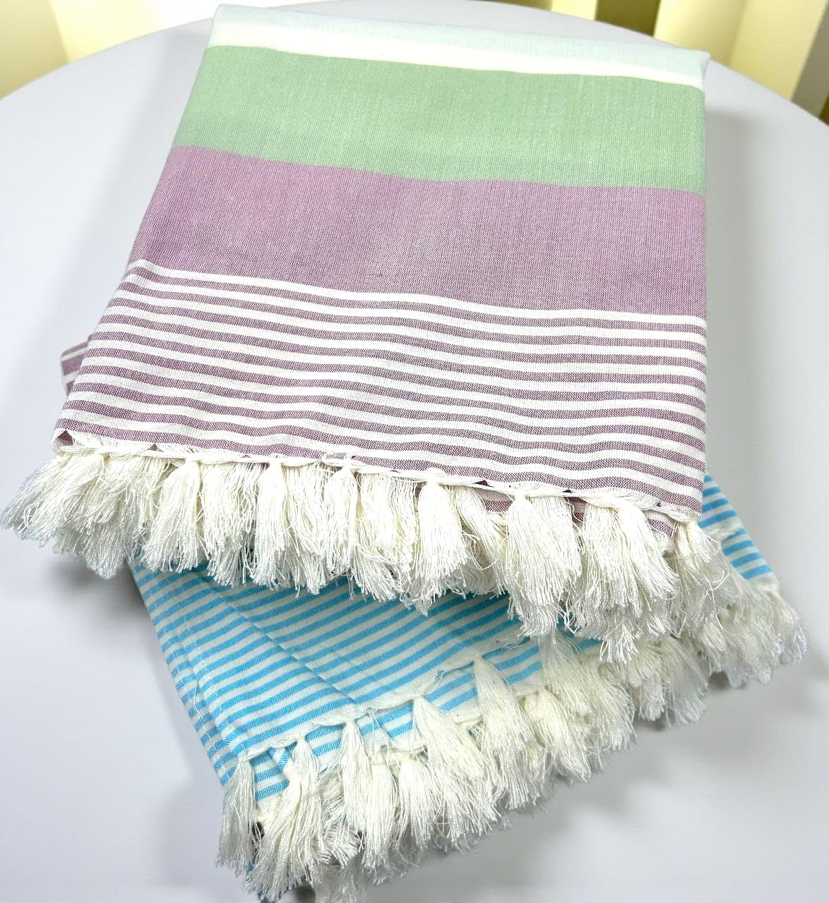 Plushcraft 100% Bamboo Extra Large Bath Towels 430 Gsm | Ultra Soft, Absorbent, Quick Dry Bath Towel For Daily Use, Beach, Pool & Gym | Pack Of 2 (Green & Purple)