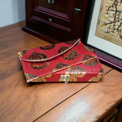 Decorative Printed Cash Box & Money Envelope, Shagun Box, Gift Box, Jewellery Box, Money Box Wedding Gift, Colour - Red, Material - Wood