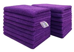 Softspun Microfiber Small Wipes Towel 340 Gsm | Multipurpose Super Soft Absorbent Cleaning Towels | 15 Piece (Purple)