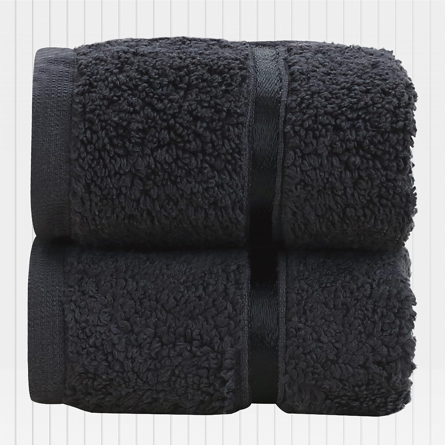Spread Spain Roman Bath Towel 600gsm | Super Soft & Comfortable, Extra Absorbent Cotton Towels For Face, Body & Gym- Black (Set Of 4)