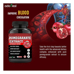 Adorreal Pomegranate Fruit Extract, Rich In Antioxidants For Healthy Body, Helps To Fight Against Harmful Free Radicals | 120 Capsules 150gm 0.3lbs
