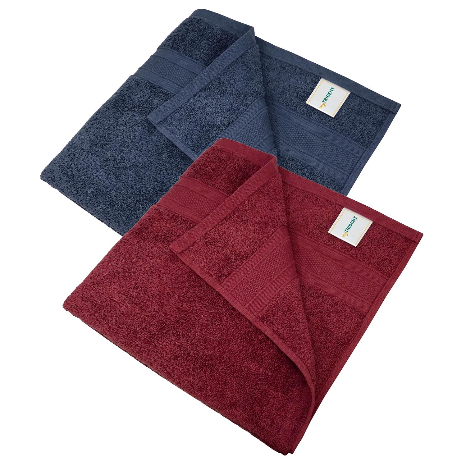 Mytrident Soft Comfort Air Rich 100% Cotton Bath Towel 1000 Gsm | Highly Absorbent Towels For Men & Women Bath Towel (Wine Red & Navy) - 2 Pcs