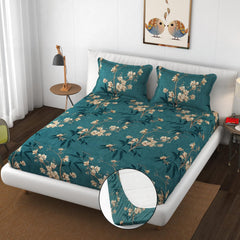 Elastic Fitted Double Bedsheets For King Size With 2 Pillow Covers - 72 X 78 X 10 Inches, Dark Green | Premium Heavy Cotton All Around Elastic Fitted | Ideal For Hotel, Home, Bedroom