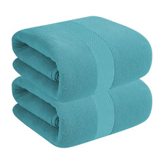 House Of Terry 100% Cotton Bath Towel 900 Gsm | Quick Dry, Soft & Absorbent, Fade-Resistant, Skin-Friendly For Men & Women Towel (Sky Blue) - Pack Of 2