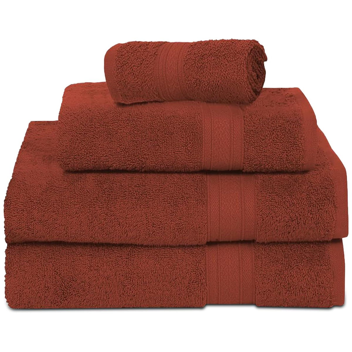 Ambra Linens Highly Absorbent Towel 500 Gsm | 100% Cotton, Soft And Plush, All Seasons Use, Large, Everyday Use, Durable (1hand, 1face, 2bath Towels Set) | Dark Rust