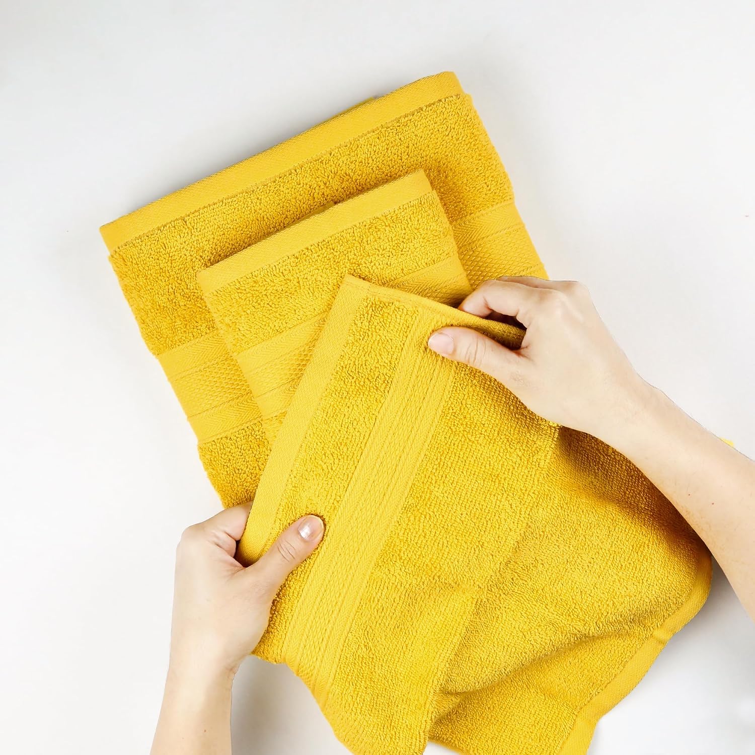 Trident Soft Comfort Air Rich Bath Towels 500 Gsm | 100% Cotton Towel, Super Soft, Highly Absorbent, 6 Pieces (Mustard Yellow)