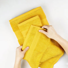 Trident Soft Comfort Air Rich Bath Towels 500 Gsm | 100% Cotton Towel, Super Soft, Highly Absorbent, 6 Pieces (Mustard Yellow)