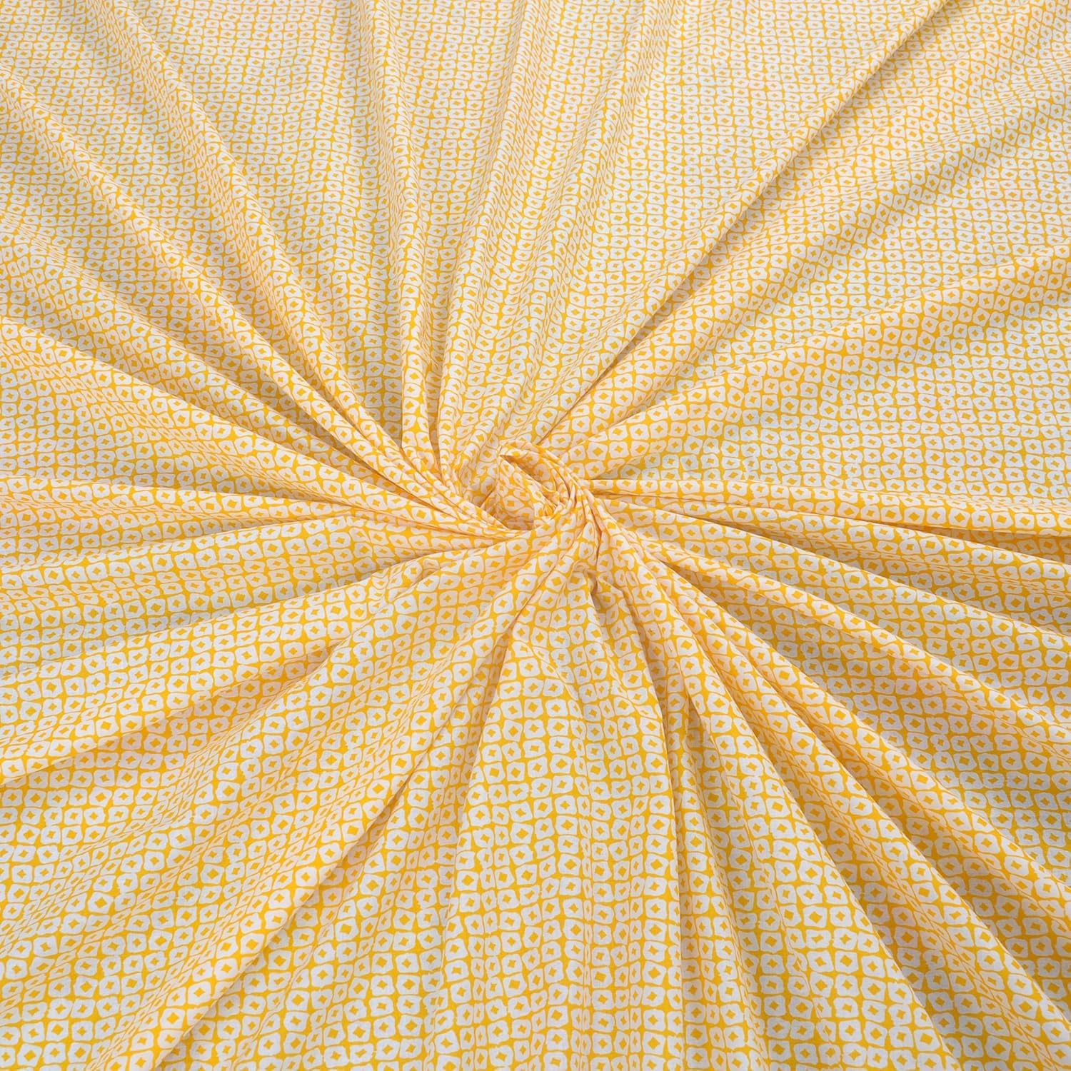 Cotton Bedsheet For King Size With 2 Pillow Covers - 108 X 108 Inches, Yellow & Grey | Soft & Comfortable Feel To Your Skin