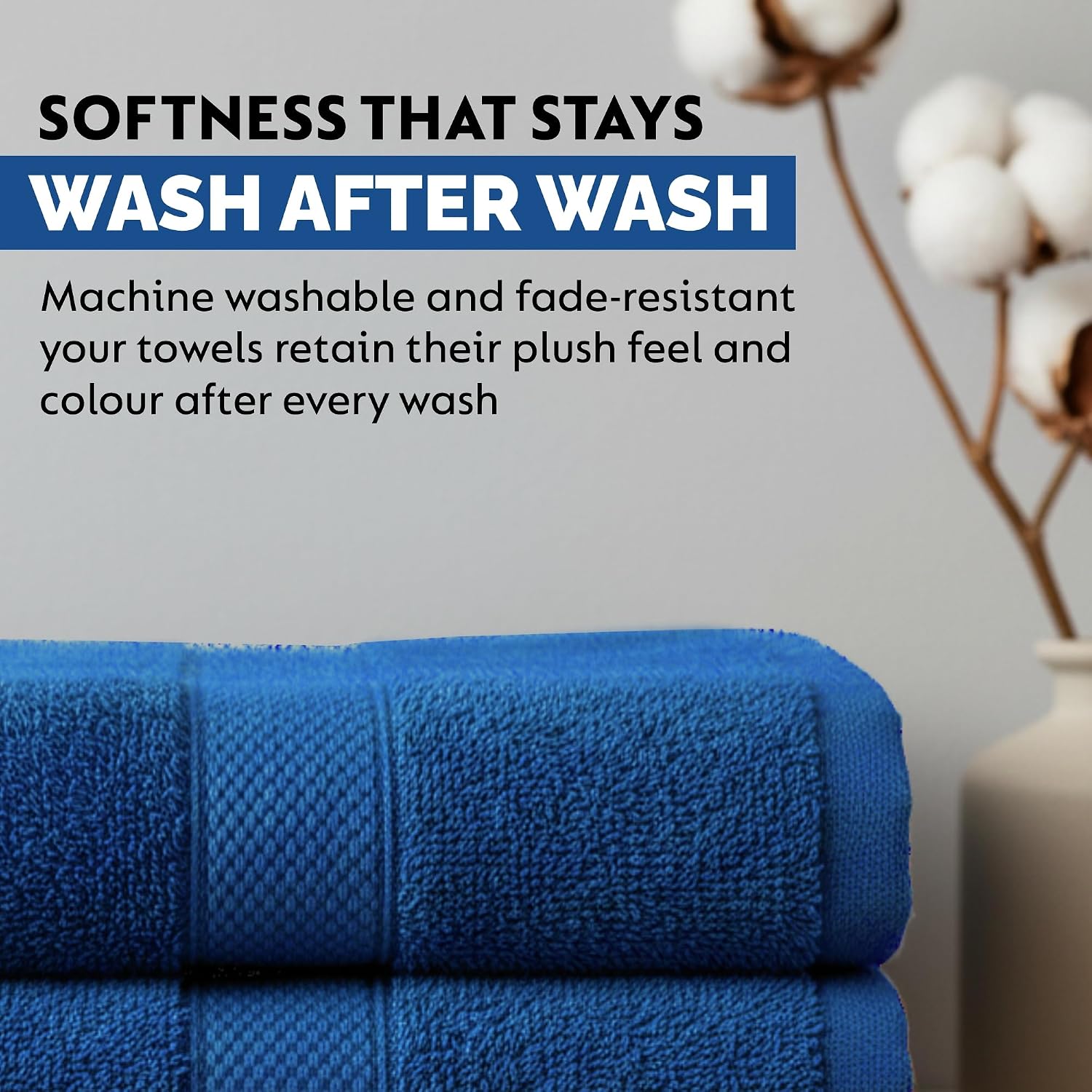 Rushant 100% Combed Cotton Hand Towels 900 Gsm | Ultra Soft, Quick Dry & Super Absorbent For Home, Gym & Travel (Navy Blue) - Set Of 6
