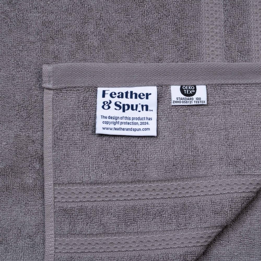 Feather & Spun Bamboo Lavender Fragrance Cotton Hand Towel 400 Gsm | Anti Microbial Fade Resistant Double Needle Stitch Hand Towel (Smoke Grey) - Pack Of 2