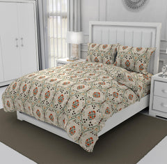 1 Double Bedsheet For King Size With 2 Large Size Pillow Covers - 108 X 108 Inches, Beige | Light Weight, Suitable For All Seasons & Easy To Wash