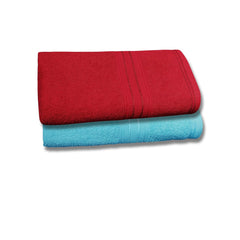 Dreamscape 100% Cotton Bath Towel 1100 Gsm - Set Of 2 (Turquoise & Red)