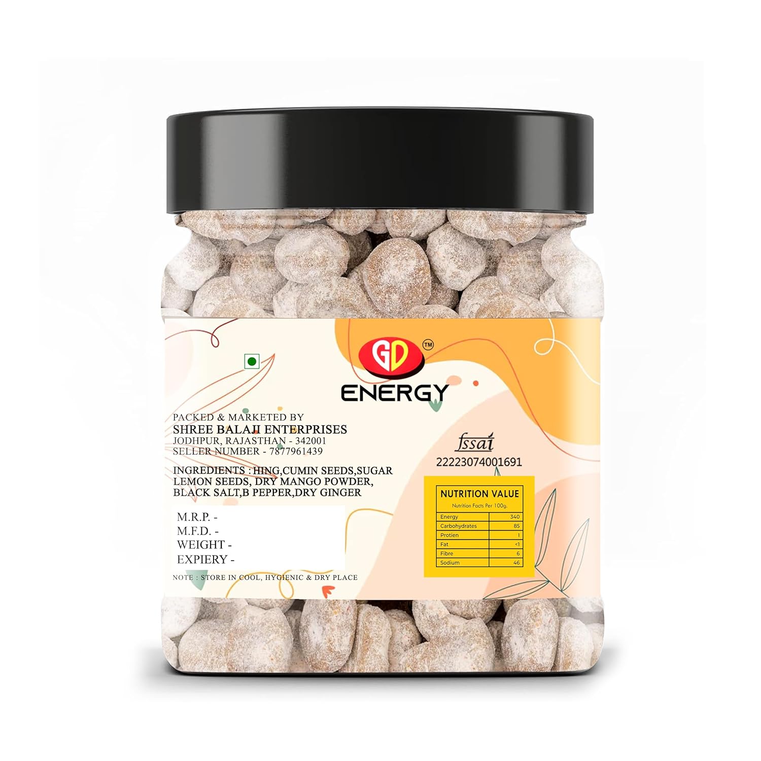 Gd Energy Hing Peda 500gm, | Pachak Hing Peda Churan Mukhwas Good For Digestion | Jar Pack