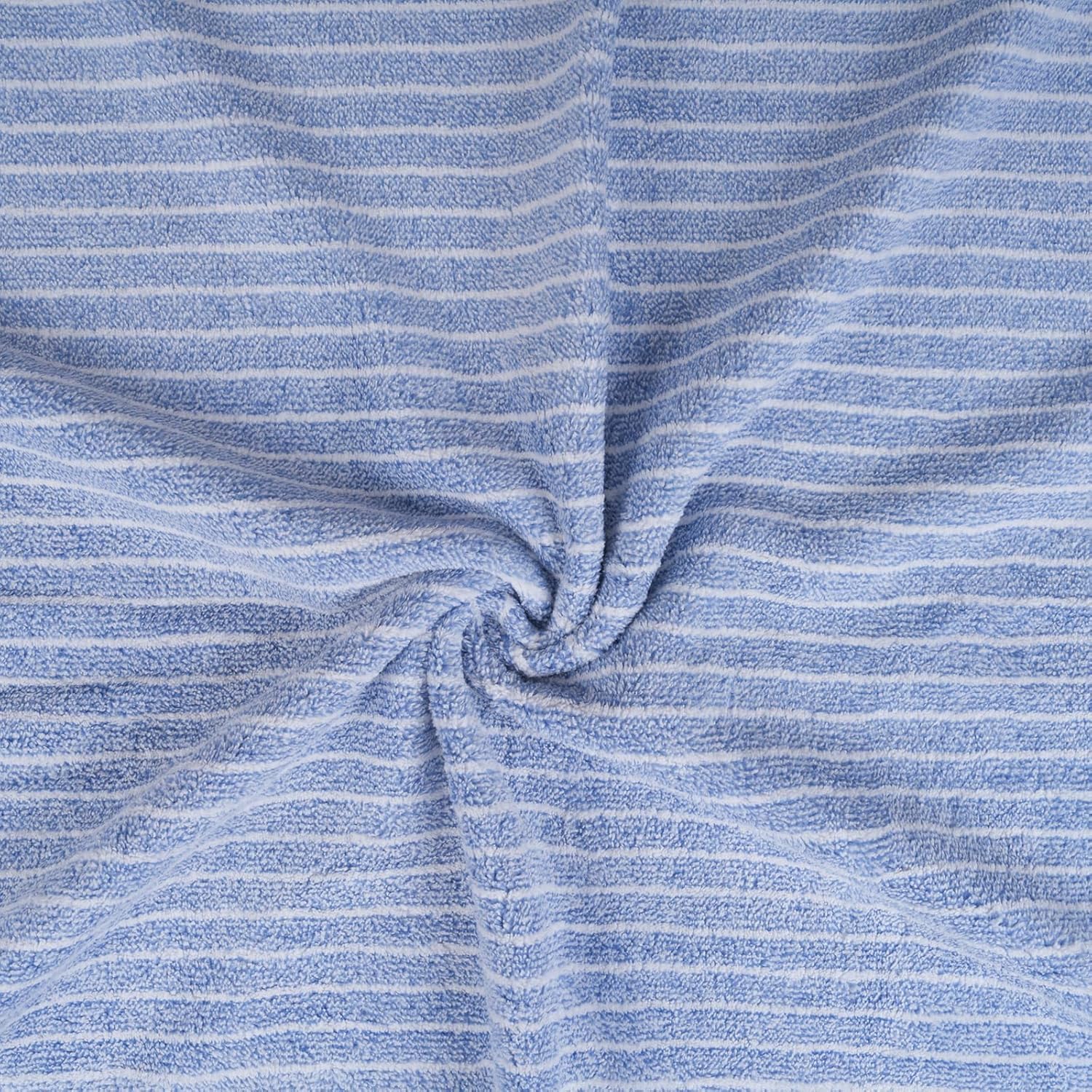 Black Gold The Finer Touch Microfiber Striped Hand Towel 600 Gsm | Soft & Quick Dry, Lightweight & Absorbent Face Towel (Blue) - Pack Of 3