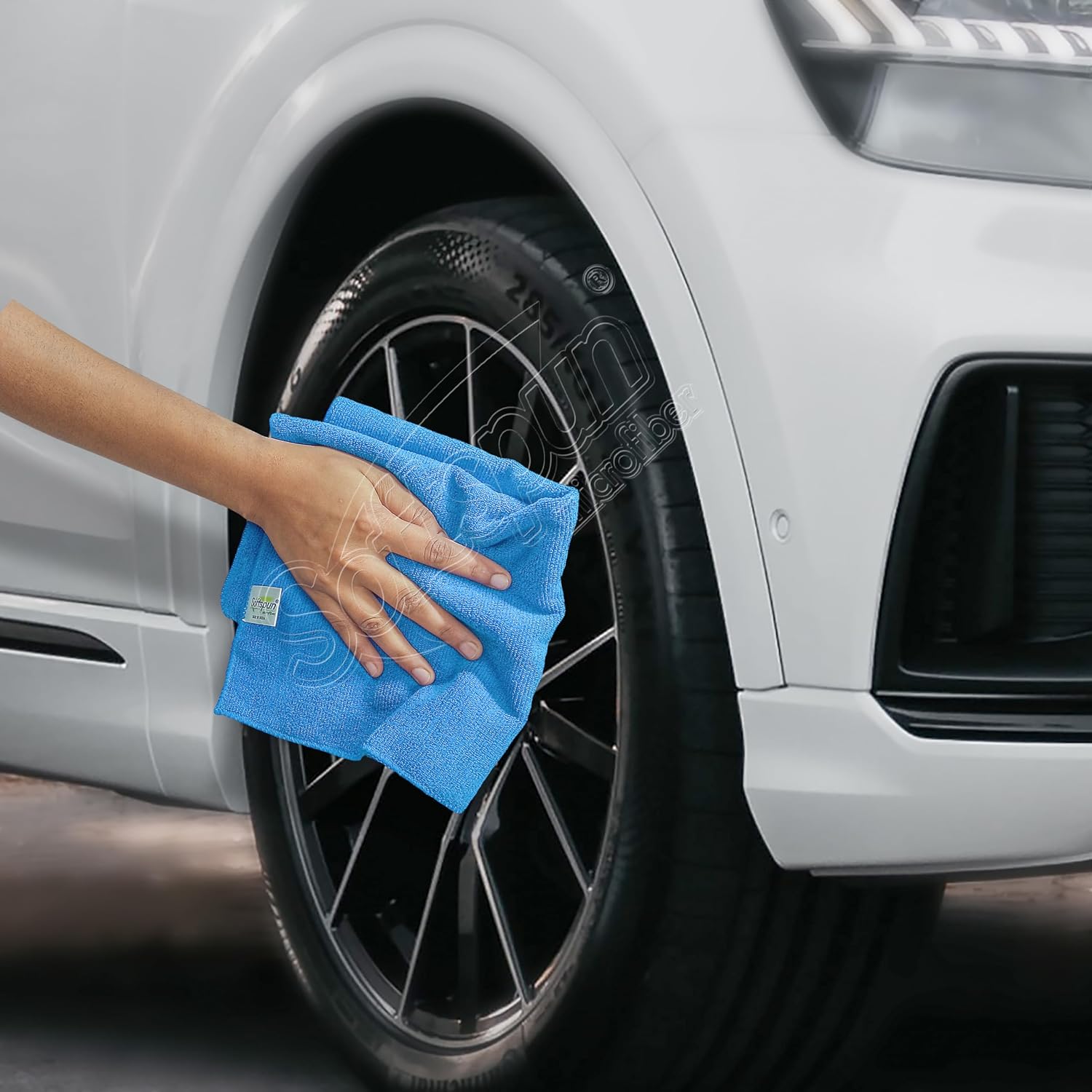 Softspun Microfiber Cloth 350 Gsm | Thick Lint & Streak-Free Multipurpose Cloths Microfibre Towels - 2 Pcs (Green & Blue)
