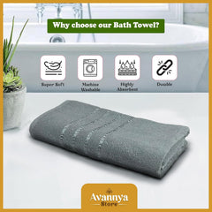 Avannya Store Premium Cotton Bath Towels 450 Gsm | Soft, Highly Absorbent, Quick Drying Towels For Men & Women | Spa, Sport, Gym, Swimming (Grey)