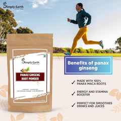 Simply Earth Panax Ginseng Powder, Korean Red Ginseng, For Immunity, Cognitive Support, Muscle Strength & Energy | 100gm 0.2lbs