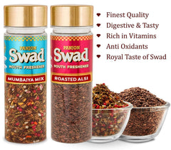 Panjon Swad Mumbaiya Mix & Roasted Alsi Mouth Fresheners 240gm, (120gm *2 Bottles)