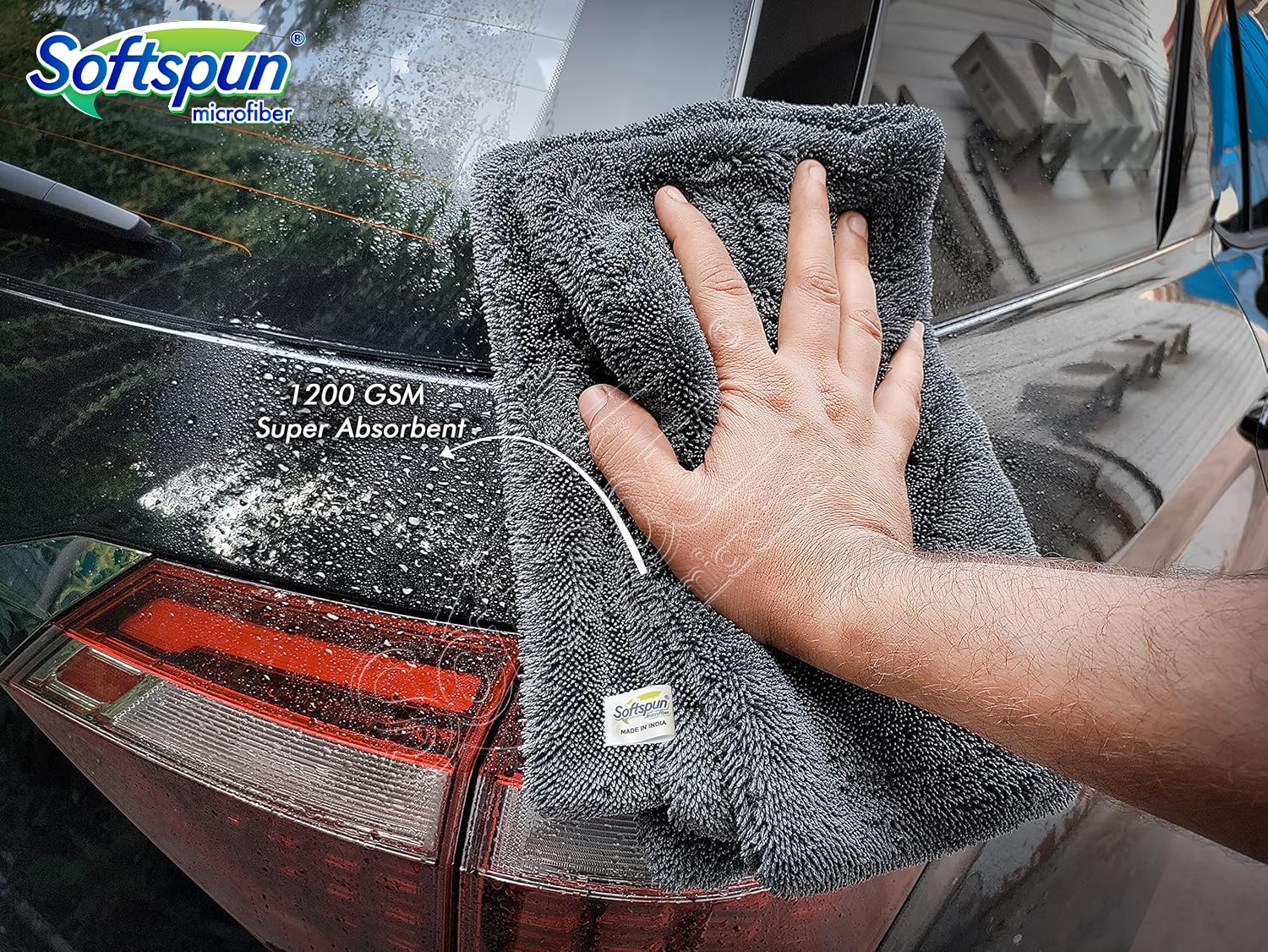 Softspun Microfiber Cloth Towel 400 Gsm | Extra Thick Microfiber Cleaning Cloths Perfect For Bike, Auto, Cars Both Interior & Exterior (Grey)- Pack Of 1