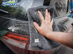 Softspun Microfiber Cloth Towel 400 Gsm | Extra Thick Microfiber Cleaning Cloths Perfect For Bike, Auto, Cars Both Interior & Exterior (Grey)- Pack Of 1