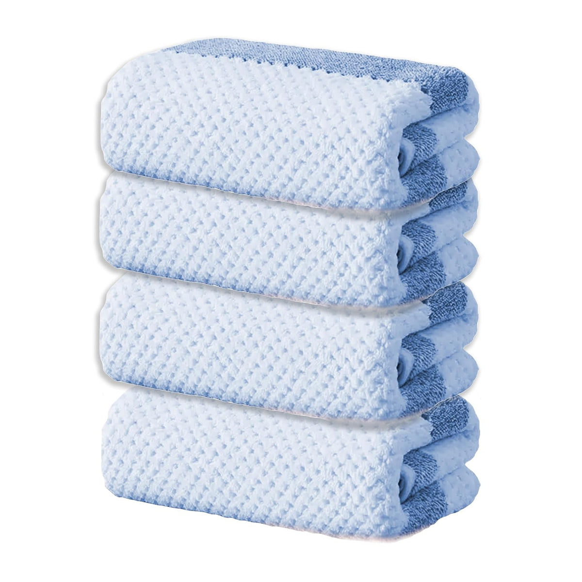 Black Gold The Finer Touch Soft Hand Towel 800 Gsm | Ultra Absorbent, Quick Drying, Cotton-Feel Microfiber Blue & White Stripes -Pack Of 4