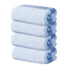 Black Gold The Finer Touch Soft Hand Towel 800 Gsm | Ultra Absorbent, Quick Drying, Cotton-Feel Microfiber Blue & White Stripes -Pack Of 4